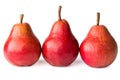 Row of three red pear