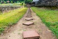 A row of tiled steps at Sri Dalada Maligawa or the Temple of the Sacred Tooth Relic, a Buddhist temple in Kandy, Sri Lanka. which Royalty Free Stock Photo