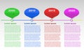 Row timeline infographic with years, infographics, text infographic, colored infographic Royalty Free Stock Photo