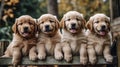 Row of the tops of heads dogs with paws up Royalty Free Stock Photo