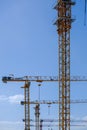Row of tower crains at construction site Royalty Free Stock Photo