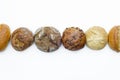 Row of traditional german assortment of bread on a white isolated background Royalty Free Stock Photo