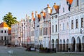 Row of traditional houses in the town of TelÃÂ, Czech Republic Royalty Free Stock Photo