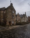 Row of traditional stone structures in Dean Village, Edinburgh, Scotland