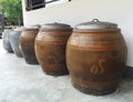 Row of Traditional Water Jar with Silver Stainless Cover