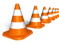 Row of traffic cones Royalty Free Stock Photo