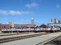 Row of Trains parked at San Francisco Station Caltrain station