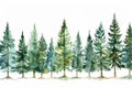 A Row of Trees Watercolor Painting Royalty Free Stock Photo