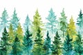 Row of Trees Watercolor Painting Royalty Free Stock Photo