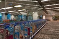 A row of trolleys in the airport terminal, Singapore