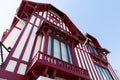 Row of typical Basque cottages red and white house in south west France