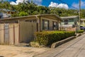 A row of typical Chattel houses on the Atlantic coast of Barbados Royalty Free Stock Photo