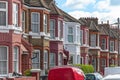 A row of typical red brick English terraced houses in London Royalty Free Stock Photo