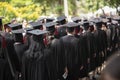 Row of university graduates