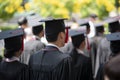 Row of university graduates