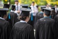 Row of university graduates