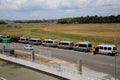 Row of vans at salvador airport