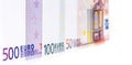 Row of various euro notes Royalty Free Stock Photo