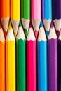 Row of the vertical Color pencils close up Royalty Free Stock Photo