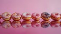 A row of vibrant, colorful donuts AI Generated