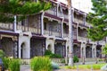 Row of Victorian bluestone and sandstone three story terraces, Royalty Free Stock Photo