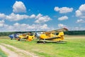 Row of vintage airplanes