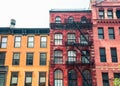 Row of vintage New York City apartment building facades Royalty Free Stock Photo