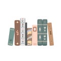 Row of vintage novel and fairy tales books. Standing books composition isolated on white background. Vector illustration Royalty Free Stock Photo