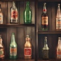 A row of vintage soda bottles with retro labels in an old-fashioned diner1