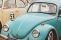 Row of vintage Volkswagen Beetles from the seventies Royalty Free Stock Photo