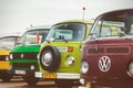 Row of vintage Volkswagen Transporter buses from the seventies Royalty Free Stock Photo