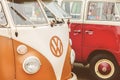 Row of vintage Volkswagen Transporter buses from the seventies Royalty Free Stock Photo