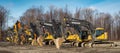 Row of Volvo loader excavator