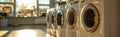 Row of Washing Machines in Laundry Room Royalty Free Stock Photo