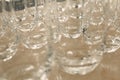 Row of water glasses on the table Royalty Free Stock Photo
