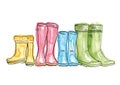 Row of wellington boots Royalty Free Stock Photo