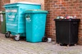 Row Of Wheelie Bins With No People