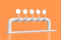 Row of White Bar Beer Taps in Clay Style. 3d Rendering Royalty Free Stock Photo