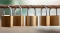 A row of white lockers with sleek black handles is set against a blurred background, highlighting a contemporary office