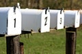 A row of white mailboxes Royalty Free Stock Photo