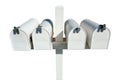 Row of White Mailboxes Isolated on a White Background Royalty Free Stock Photo