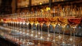 Row of Wine Glasses on Table Royalty Free Stock Photo