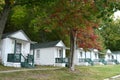 Row of wooden vacation cabins