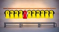 Row of Yellow and Red Football shirts Shirts 3-5 Royalty Free Stock Photo