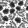 Rowan branch with berries, seamless pattern for