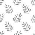 Rowan leaves seamless pattern hand drawn doodle. template for design textiles, wallpapers, backgrounds. scandinavian, hygge.