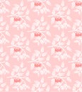 Rowan. White branches with leaves and berries. Seamless pattern.