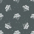 Rowanberry branch and snow seamless pattern