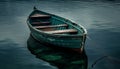 Rowboat fastening rope, tranquil scene, green reflection generated by AI Royalty Free Stock Photo