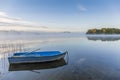 Rowboat on a Misty Lake in Autumn - Ontario, Canada Royalty Free Stock Photo